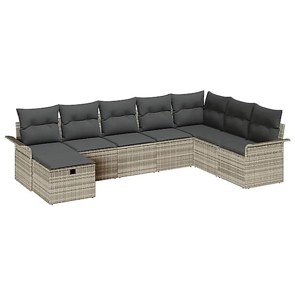 vidaXL Gartensofa-set mit Kissen 8-Tlg Hellgrau Poly-Rattan 3358931 günstig online kaufen