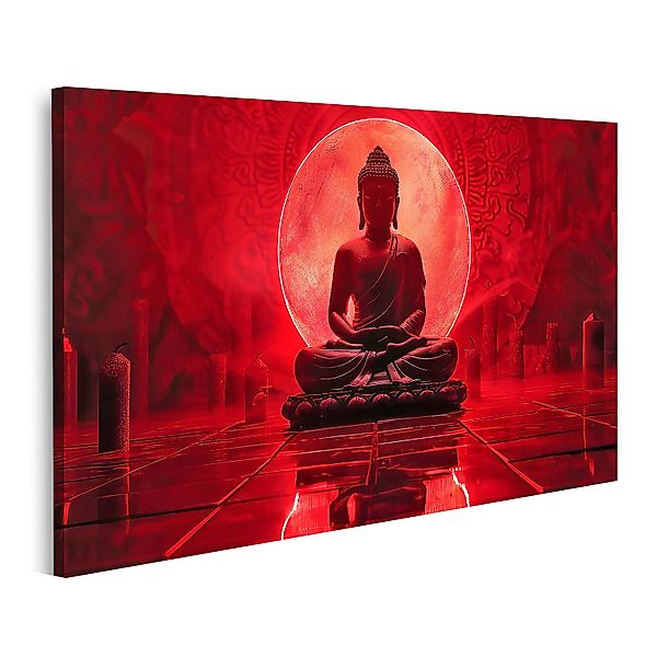 islandburner Leinwandbild, Roter Buddha Meditation mit günstig online kaufen