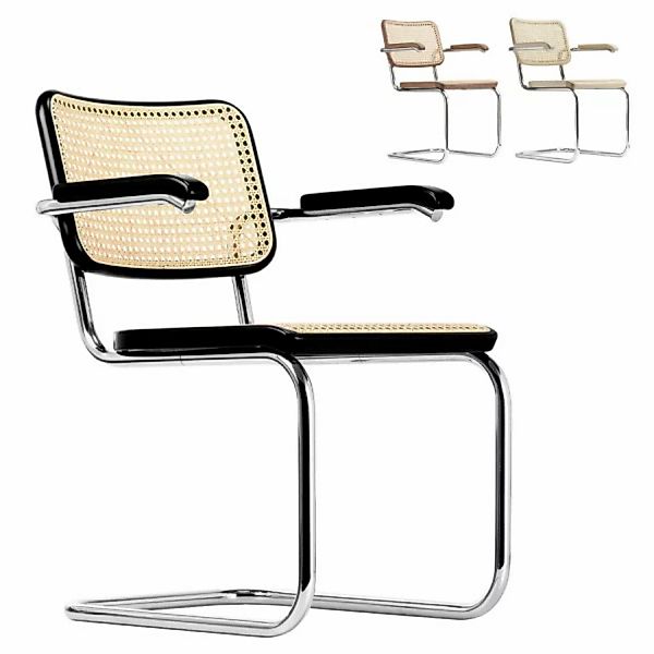 THONET S 64 V | Konfigurator | Stahlrohr-Freischwinger mit Armlehnen | Gest günstig online kaufen