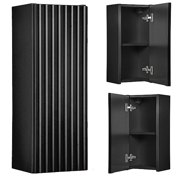 Lomadox Hängeschrank NEWPORT-56-BLACK 20cm Badschrank 1-trg schwarz gerillt günstig online kaufen