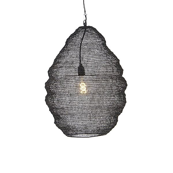 Qazqa Pendelleuchte Nidum, ohne Leuchtmittel, E27, Schwarz, Orientalisch, S günstig online kaufen