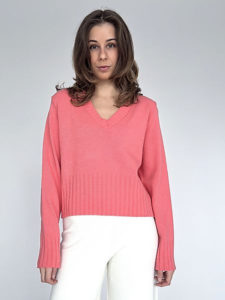 Zuckerwatte V-Ausschnitt-Pullover modisch kurz aus weichem günstig online kaufen