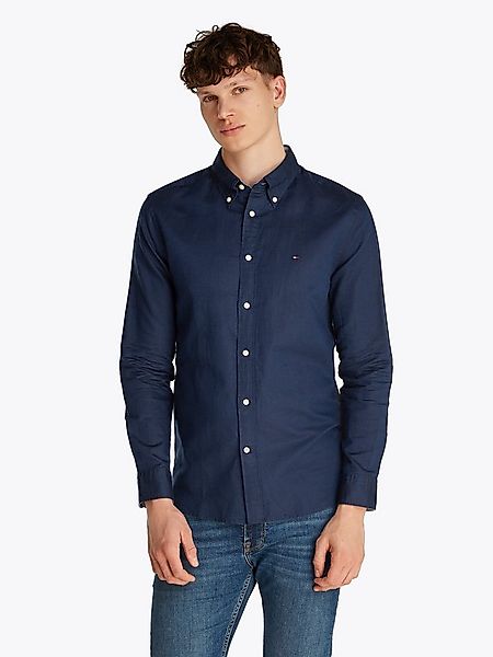 Tommy Hilfiger Langarmhemd LINEN BLEND SOLID Regular Fit SHIRT mit Button-d günstig online kaufen
