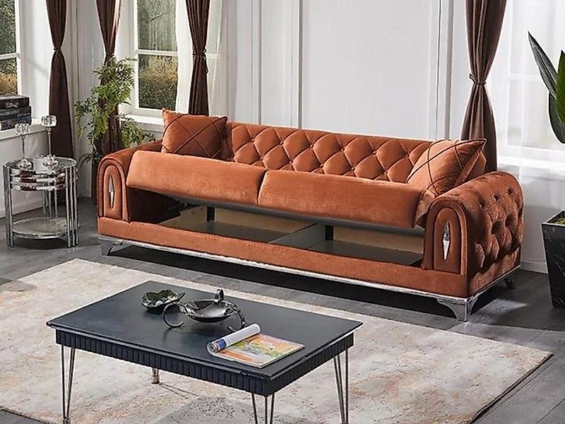 JVmoebel 3-Sitzer Sofa Dreisitzer Couch Chesterfield Wohnzimmer Braun 3 Sit günstig online kaufen