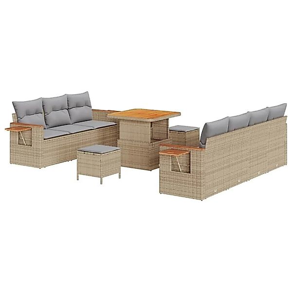 vidaXL Gartensofa-set mit Kissen 13-Tlg Beige und Hellgrau Poly-Rattan 3365 günstig online kaufen
