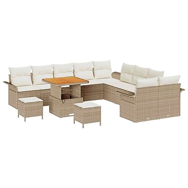 vidaXL Garten-Sofa-Set 13-Tlg Beige Poly Rattan 3362191 günstig online kaufen