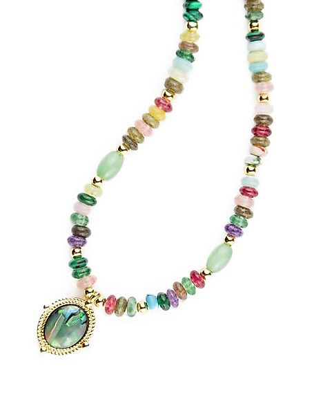 MayTree Collier Edelsteinkette mit Anhänger aus echter Abalone-Muschel (Stü günstig online kaufen