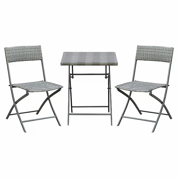 Outsunny Polyrattan Bistroset 2 Personen Sitzgruppe grau, Gartenmöbel aus R günstig online kaufen