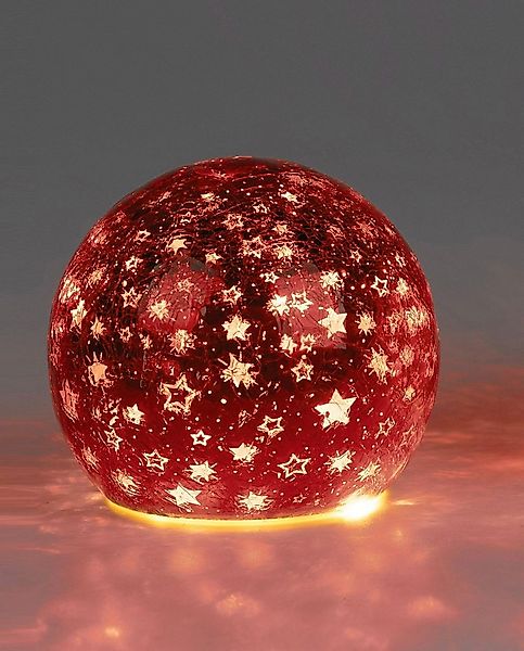 formano LED Dekolicht Glas-Kugel 15cm Sterne Rot Timer 6h/18h Weihnachten H günstig online kaufen