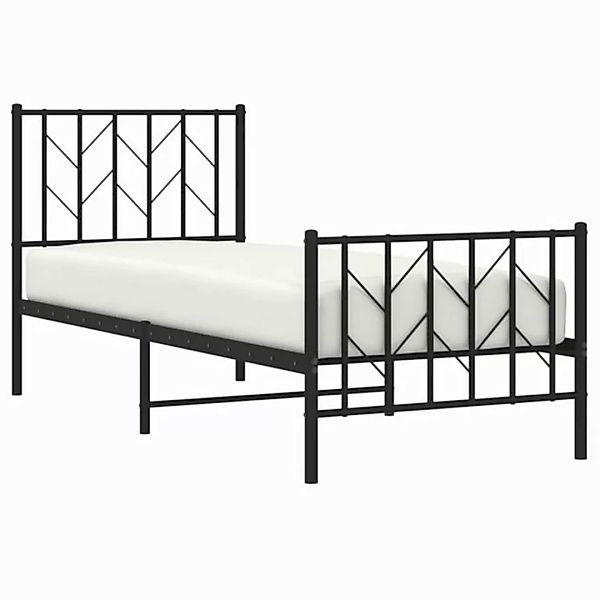 vidaXL Bett Bettgestell mit Kopf- und Fußteil Metall Schwarz 75x190 cm günstig online kaufen