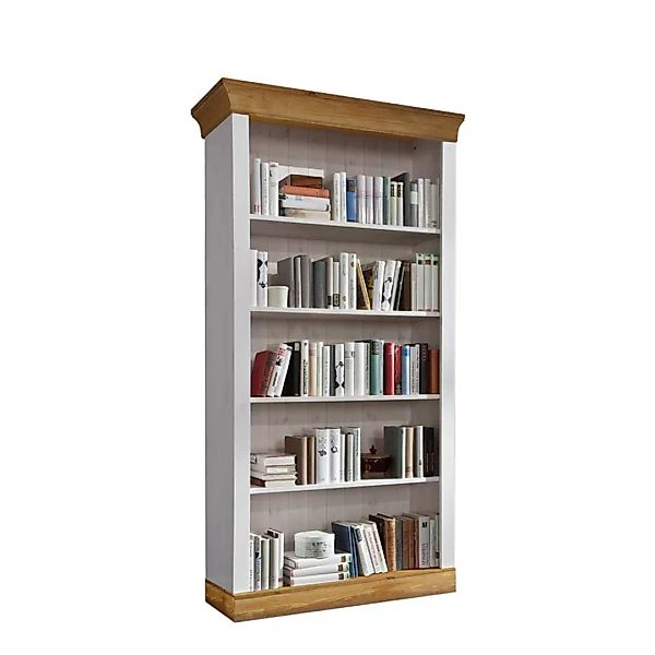 Bücherregal in Weiß Kiefer massiv Landhaus günstig online kaufen
