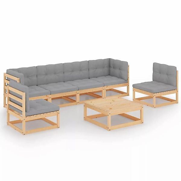 7-tlg. Garten-lounge-set Mit Kissen Kiefer Massivholz günstig online kaufen