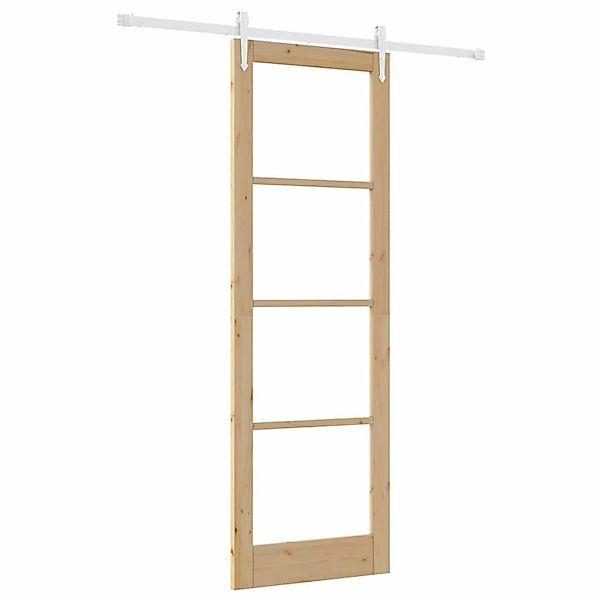 vidaXL Schiebetür Braun 78 x 232 cm Holz und Metall 3332359 günstig online kaufen