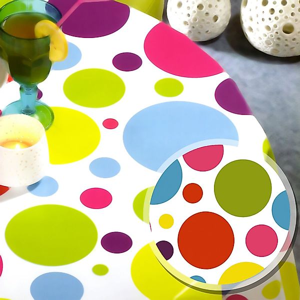 Melody Gartentischdecke Wachstuch Tischdecke Punkte bunt günstig online kaufen