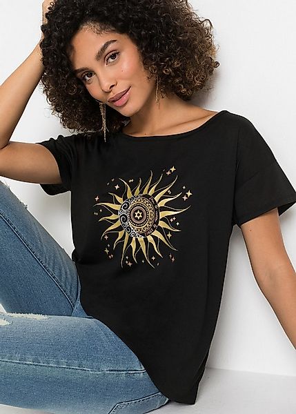 bonprix T-Shirt Shirt mit Metallic-Druck günstig online kaufen