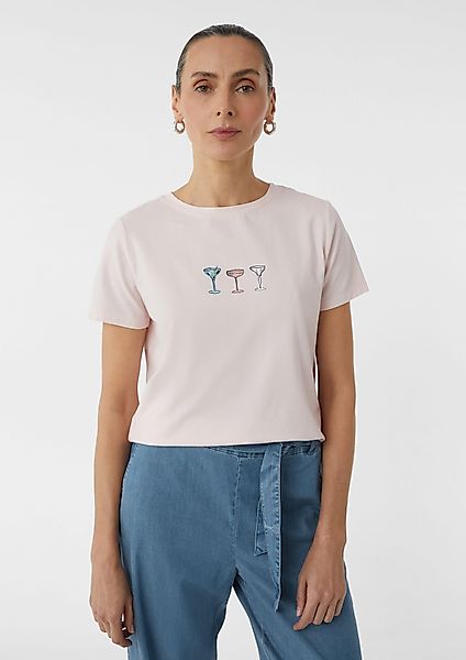 Comma Kurzarmshirt Jersey-T-Shirt aus Baumwollmix mit günstig online kaufen
