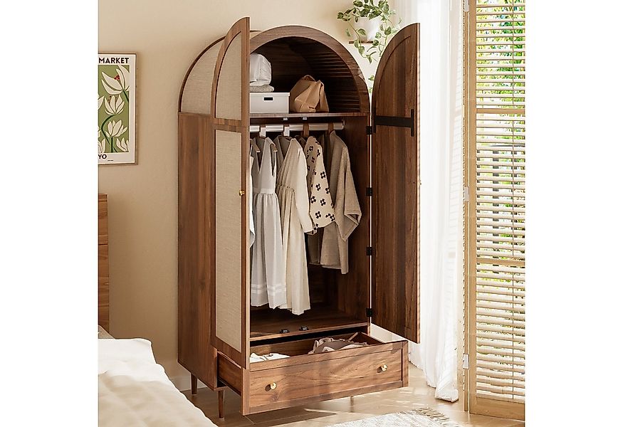 HAUSS SPOLE Kleiderschrank Kleiderschrank mit Stofftüren & Schublade, Garde günstig online kaufen