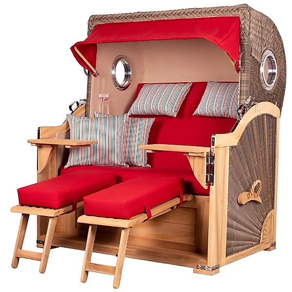 bene,iving Strandkorb Komplettset Königssee Teak Bullauge PE Grau Modell 58 günstig online kaufen