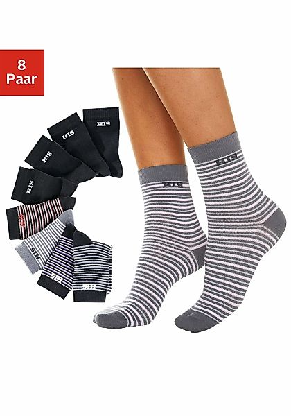 H.I.S Socken Packung, 8 Stk. tlg. geringelt und unifarben günstig online kaufen
