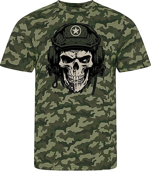 Baddery Print-Shirt US Army Shirt: "Tank Skull" - USA Camouflage T-Shirt Mä günstig online kaufen