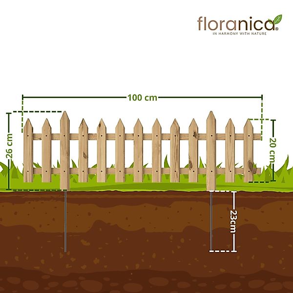 Floranica Staketenzaun Vorgartenzaun Steckzaun Gartenzaun Zierzaun günstig online kaufen