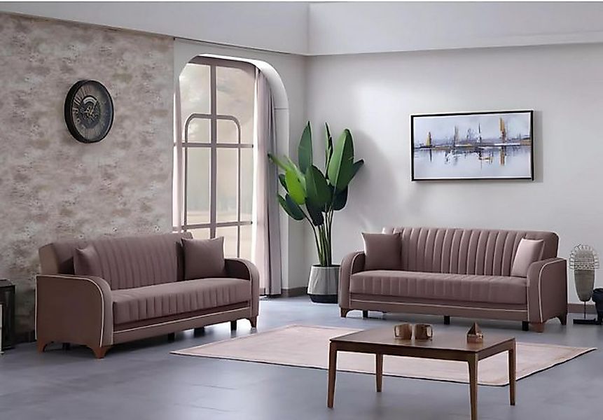 JVmoebel 3-Sitzer Couchen Garnitur 2tlg Wohnzimmer 2x Sofas 3 Sitzer Textil günstig online kaufen