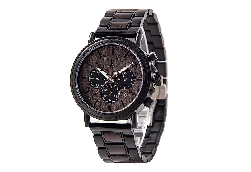 Kim Johanson Quarzuhr Military Herren Holzuhr mit Datum in Schwarz und Dunk günstig online kaufen