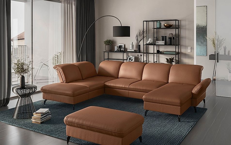 sit&more Wohnlandschaft »Leandro U-Form« Wahlweise mit Bett-, Kopfteil - un günstig online kaufen