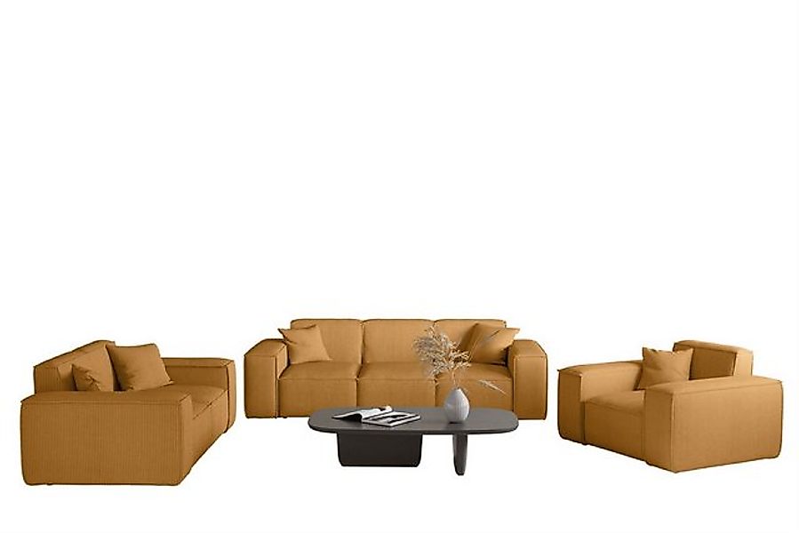 Fun Möbel Polstergarnitur Sofaset Designersofa CELES PREMIUM 3-2-1 in Stoff günstig online kaufen