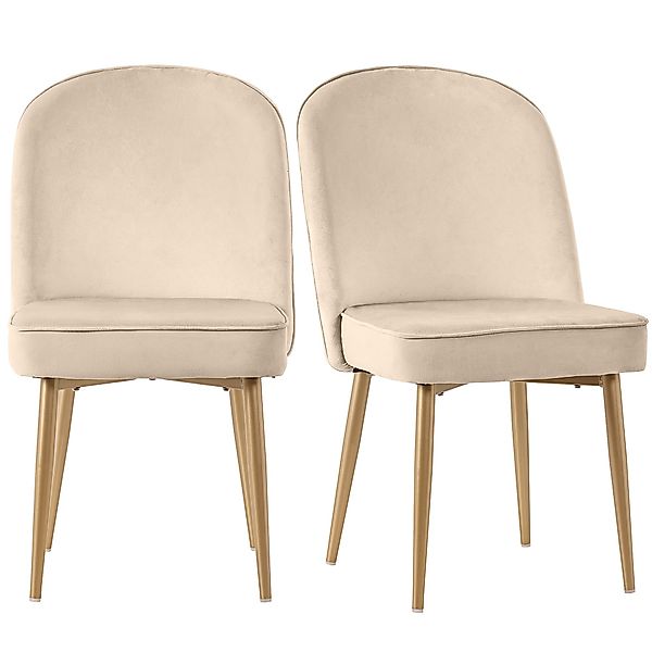 Set aus 2 Samt-Esszimmerstühle, ergonomisches Design mit goldenen Metallbei günstig online kaufen