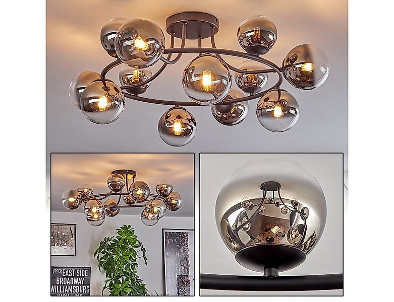 hofstein Deckenleuchte 12-flammige Deckenlampe aus Metall/Glas in Schwarz/C günstig online kaufen
