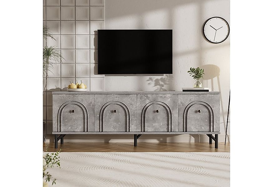 Merax Lowboard aus Holz mit 4 Türen (1 St), TV-Schrank mit 3D-Bogenfront un günstig online kaufen