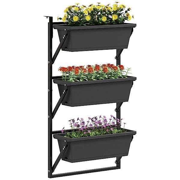Outsunny Pflanzentopf Set Stahl Pflanzentopf für Garten Balkon Dunkelgrau günstig online kaufen