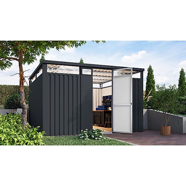 Karibu Gartenhaus Amato 3,5 Anthrazit 220 x 342 x 342 cm günstig online kaufen