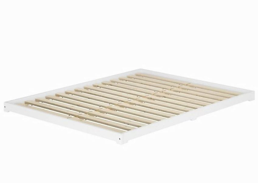 ERST-HOLZ Bett Doppelbett extra flach 160x200 Massivholz weiß, Kieferwaschw günstig online kaufen