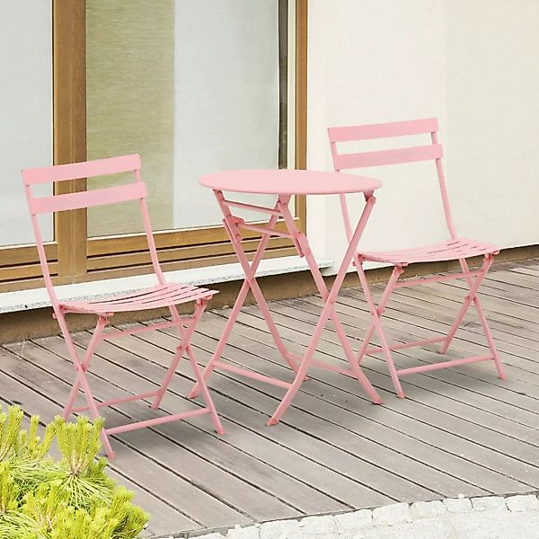 Outsunny Gartenmöbel-Set rosa Metall günstig online kaufen