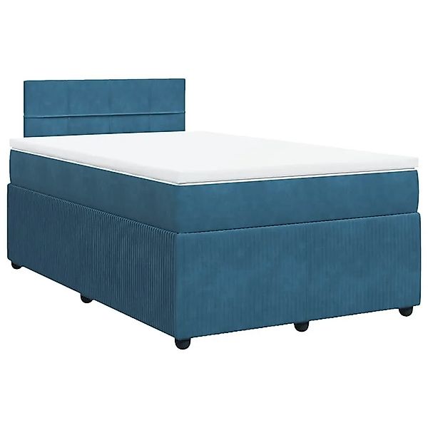 vidaXL Boxspringbett mit Matratze Blau 120x200 cm Samt 3287714 günstig online kaufen