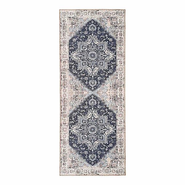 Vintage Teppich in Blau und Grau orientalischen Muster günstig online kaufen