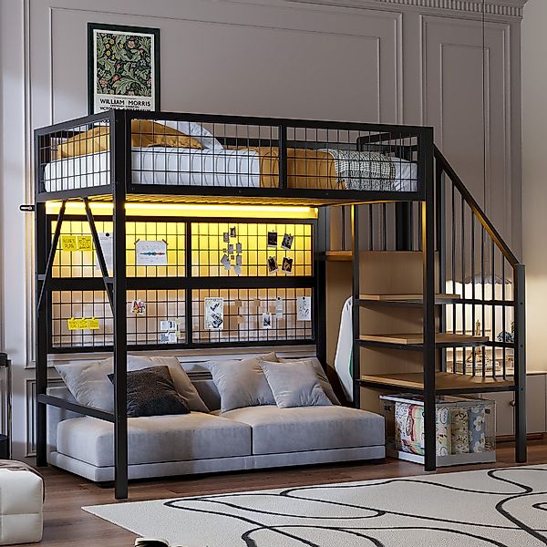 Ulife Hochbett Eisenbett Kinderbett Jugendbett mit günstig online kaufen