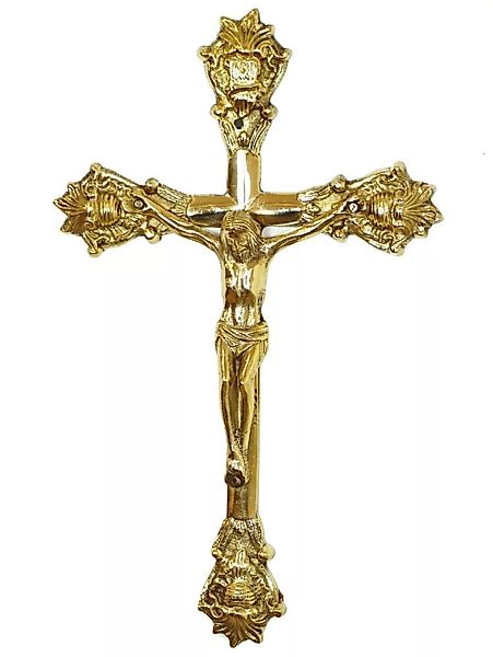Wandkreuz aus Messing Kreuz zum Aufhängen Jesus-Christus Kruzifix 32cm günstig online kaufen