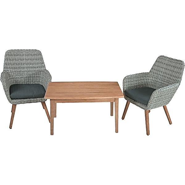 Garden Pleasure Sitzgruppe Rapallo/ Pueblo 3-teilig Braun-Grau FSC® günstig online kaufen