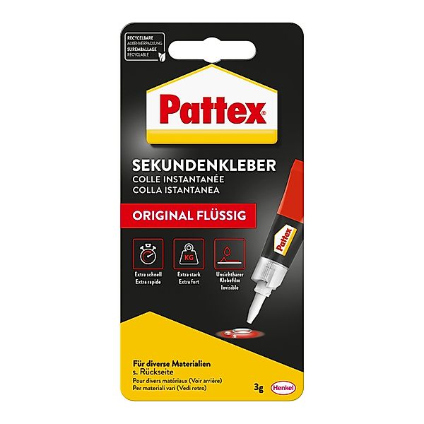 Pattex Flüssigkleber Sekundenkleber Flüssig schnelltrocknend farblos 3g günstig online kaufen