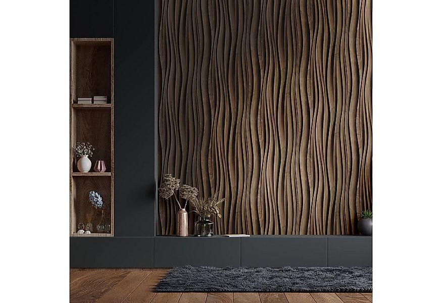 Marburg Vliestapete Holz Optik Wellen Muster 3D-Effekt Dunkelbraun 81668 Mo günstig online kaufen