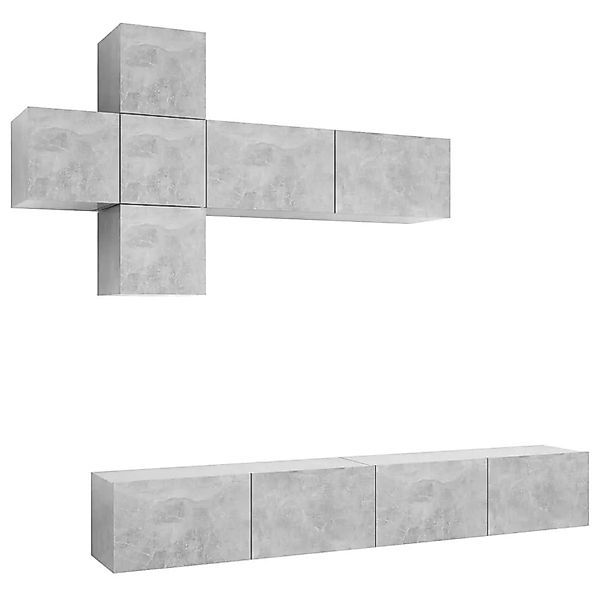 vidaXL 7-Tlg TV-Schrank-Set Betongrau Holzwerkstoff 3079129 günstig online kaufen