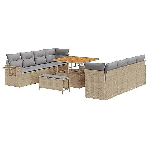 vidaXL Gartensofa-set mit Kissen 11-Tlg Beige und Hellgrau Poly-Rattan 3363 günstig online kaufen