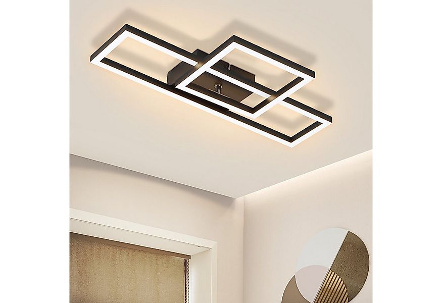 ZMH LED Deckenleuchte Wohnzimmer- Schwarz/Weiß 2 Rahmen 3000K Deckenlampe f günstig online kaufen
