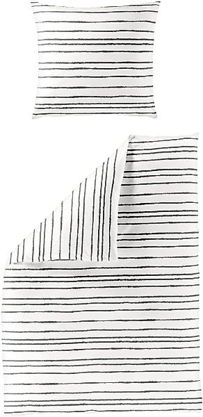 BIERBAUM Bettwäsche 135x200cm Streifen Schwarz Offwhite, günstig online kaufen