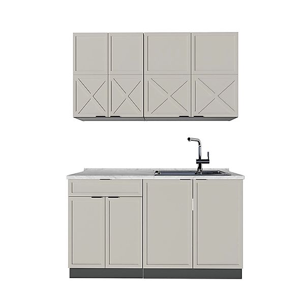 Vicco Fame-Line Singleküche GrauBeige/Anthrazit 140 cm AP Marmor günstig online kaufen