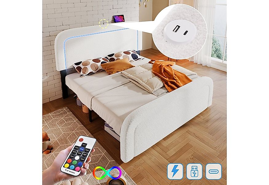 STILVORA Polsterbett 140×200 Bettgestell mit verstellbarem Kopfteil,Jugendb günstig online kaufen