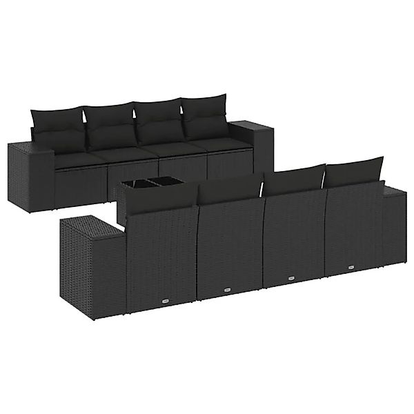 vidaXL 9-Tlg Garten-Sofagarnitur mit Kissen Schwarz Poly Rattan 3222344 günstig online kaufen